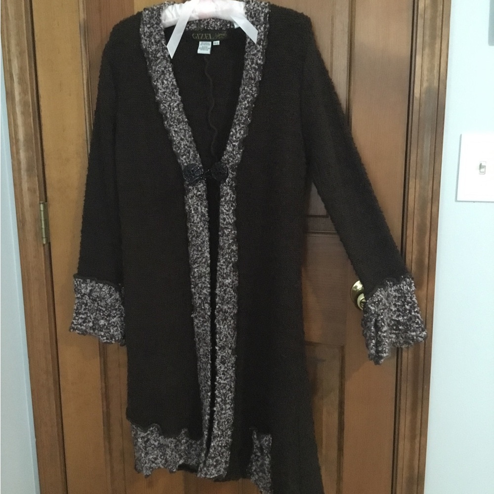 🧶Gizel one button brown long sweater
